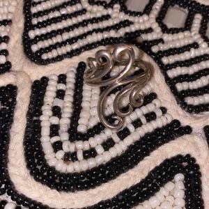 Size 9 gun metal color sterling silver swirl ring